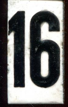 Zahl für Abfahrtstafel Emaille 16