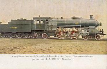 AK Bayer. Staatsbahn Schnellzug Dampflokomotive