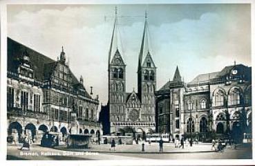 AK Bremen Rathaus mit Straßenbahn