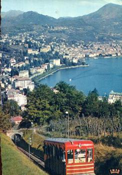 AK Lugano mit Bergbahn