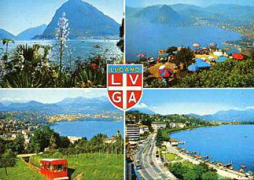 AK Lugano mit Bergbahn