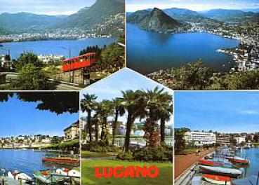 AK Lugano mit Bergbahn