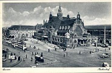 AK Essen Hauptbahnhof mit Straßenbahn