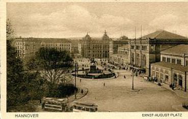 AK Hannover Bahnhof Straßenbahn Ernst August Platz