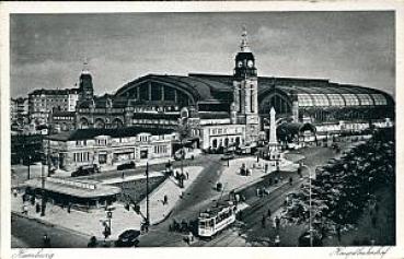 AK Hamburg Hauptbahnhof mit Straßenbahn