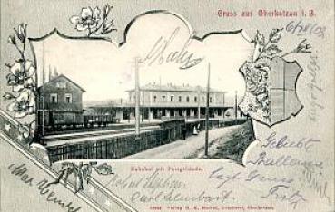 AK Oberkotzau Bahnhof mit Postgebäude