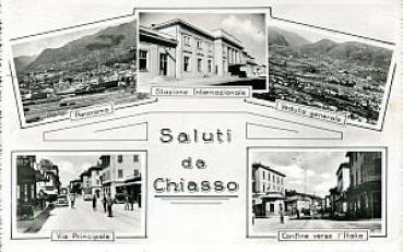 AK Saluti da Chiasso mit Bahnhof Stazione