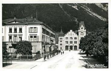 AK Glarus Bahnhof und Hotel Glarnerhof