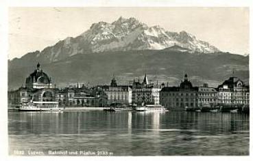 AK Luzern Bahnhof und Pilatus