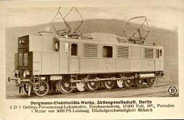 AK Bergmann Elektricitäts Werke AG Berlin 2 D 1 Gebirgs Lokomoti