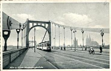 AK Köln Hindenburgbrücke mit Rheinuferbahn