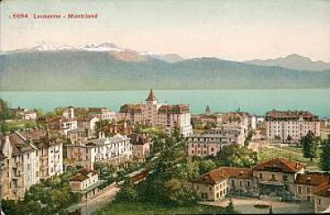 AK Lausanne Montriond mit Trambahn