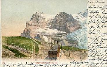 AK Jungfraubahn mit Eiger