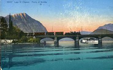 AK Lago di Lugano Zug auf Brücke