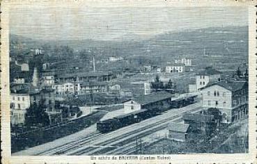 AK Bacerna Bahnhof mit Zug