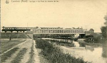 AK Comines (Nord) La Lys - Le Pont du chemin de fer