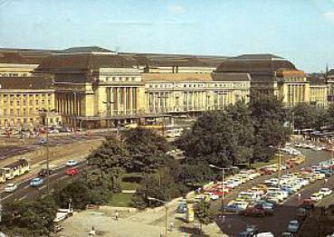 AK Blick zum Bahnhof Leipzig