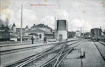 AK Morat-Murten la Gare Bahnhof mit Bahnanlagen