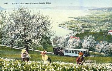 AK Vue sur Montreux - Clarens depuis Glion Bergbahn