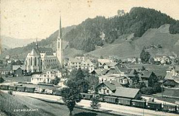 AK Escholzmatt Ort mit Bahnhof und Zug