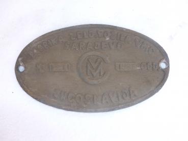 Fabrikschild Fabrika Zelj Vozila Sarajevo Jugoslavija 1966 Fnr. 1511