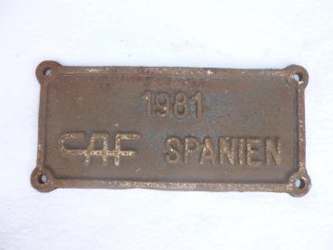 Fabrikschild CAF Spanien 1981