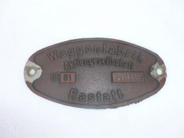 Fabrikschild Waggonfabrik AG Rastatt 1961 Fnr. 7504007