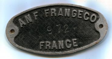 Fabrikschild ANF Frangeco 1972 France