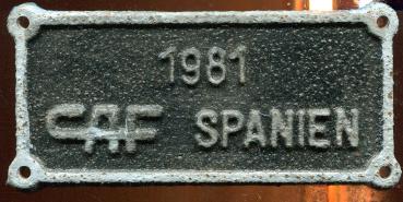 Fabrikschild CAF Spanien 1981