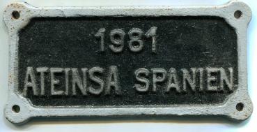 Fabrikschild Ateinsa Spanien 1981