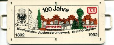 Miniatur Zuglaufschild 100 Jahre Bundesbahn Ausbesserungswerk Krefeld Oppum 1992