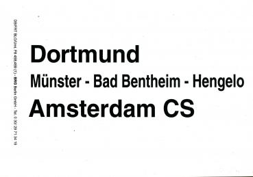 Zuglaufschild Dortmund – Amsterdam CS