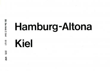 Zuglaufschild Hamburg-Altona – Kiel