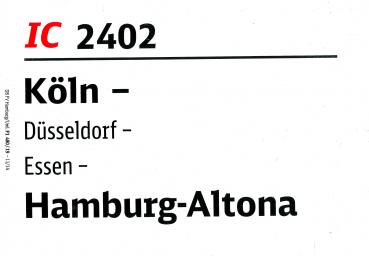 Zuglaufschild IC 2402 Köln – Hamburg-Altona