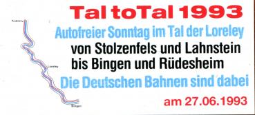 Miniatur Zuglaufschild Tal to Tal 1993 Die Deutschen Bahnen sind dabei