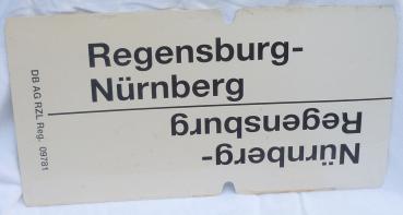 Zuglaufschild Passau – Regensburg / Rückseite Nürnberg – Regensburg