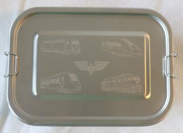 Brotdose Lunchbox mit 5 Eisenbahnmotiven