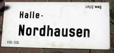 DR Zuglaufschild Halle Nordhausen