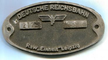 Fabrikschild RAW Einheit Leipzig Fabriknummer 2175 von 1989