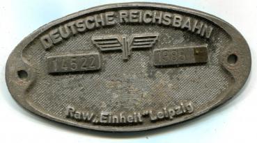 Fabrikschild RAW Einheit Leipzig Fabriknummer 14522 von 1985