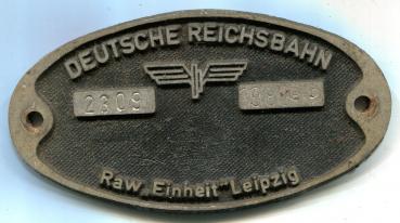 Fabrikschild RAW Einheit Leipzig Fabriknummer 2309 von 1989