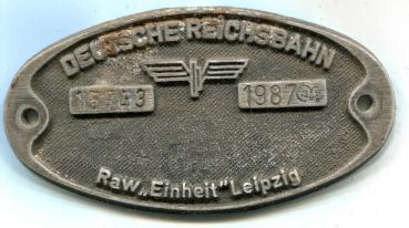 Fabrikschild RAW Einheit Leipzig Fabriknummer 15743 von 1987