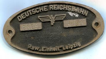 Fabrikschild RAW Einheit Leipzig Fabriknummer 2309 von 1989