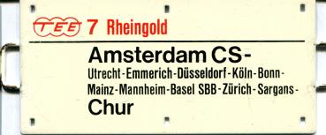 Miniatur Zuglaufschild TEE 7 Rheingold Amsterdam CS – Chur