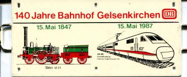 Miniatur Zuglaufschild 140 Jahre Bahnhof Gelsenkirchen 15.5.1987