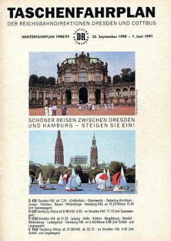 Taschenfahrplan RBD Dresden und Cottbus September 1990 / Juni