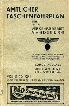 Taschenfahrplan Verkehrsgebiet Magdeburg 1939