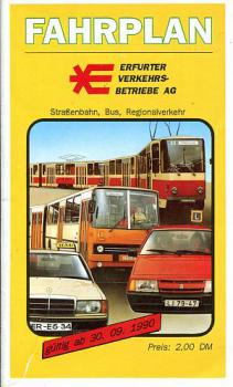 Fahrplan Erfurter Verkehrsbetriebe 1990