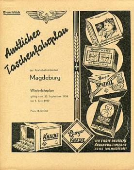 Taschenfahrplan RBD Magdeburg 1956 / 1957