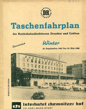 Taschenfahrplan RBD Dresden und Cottbus 1967 / 1968